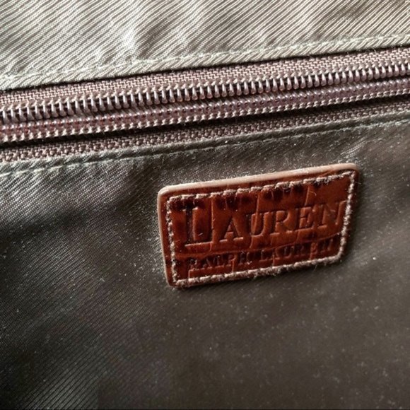 RALPH Lauren Bag Y2K Baguette Shoulder Genuine Suede and Croc Embossed Leather - Picture 8 of 12